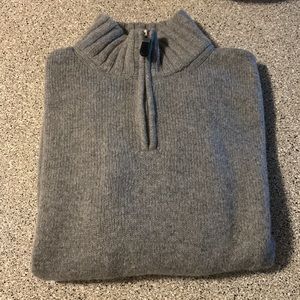 BLUMARINE UOMO Wool Marled Heathered Charcoal Gray Long Sleeve 1/4 Zip Sweater